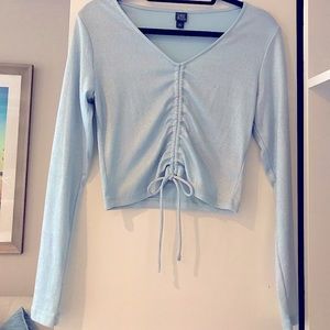 Wild Fable baby blue silver shimmery crop top